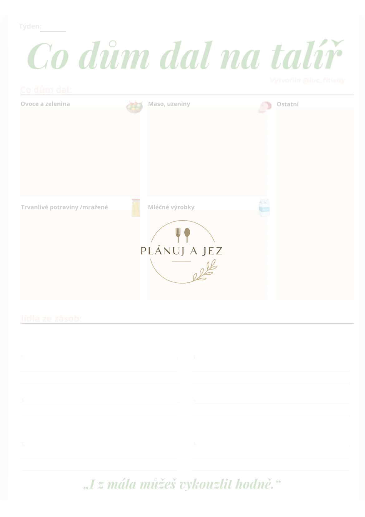 7DENNÍ PLÁNOVAČ: jídla a nákupu