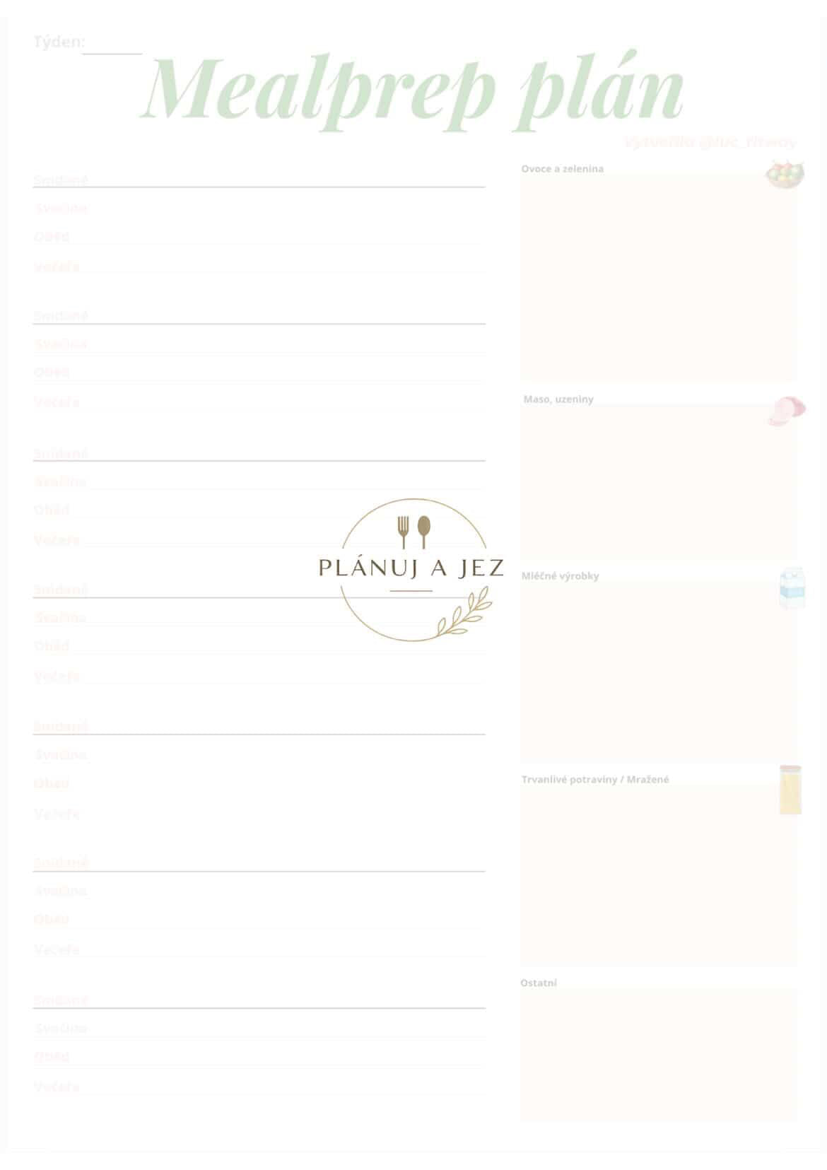 7DENNÍ PLÁNOVAČ: jídla a nákupu